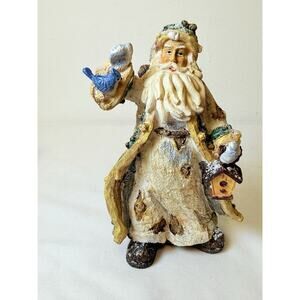 Tii Collections Resin Santa Figurine With Bird House And Blue Jay